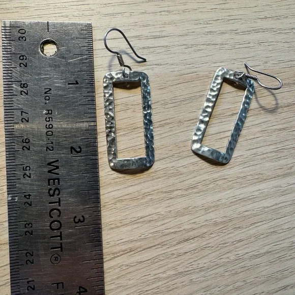 Rectangular Silver earrings - Picture 2 of 4